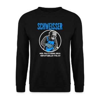 Schweißer Beruf Schweißen Geschenk - Unisex Pullover - Schwarz - Vorne - Alina (178cm) & Michal (187cm)