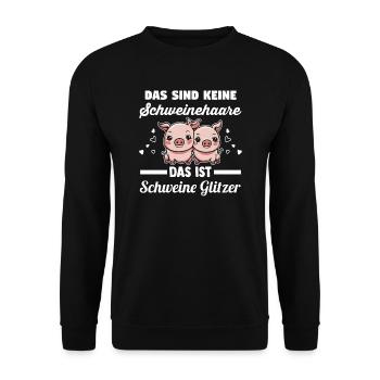 Schwein Landwirt Schweine Geschenk - Unisex Pullover - Schwarz - Vorne - Alina (178cm) & Michal (187cm)