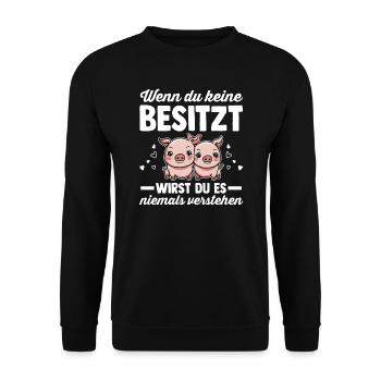Schwein Landwirt Schweinezüchter Geschenk - Unisex Pullover - Schwarz - Vorne - Alina (178cm) & Michal (187cm)
