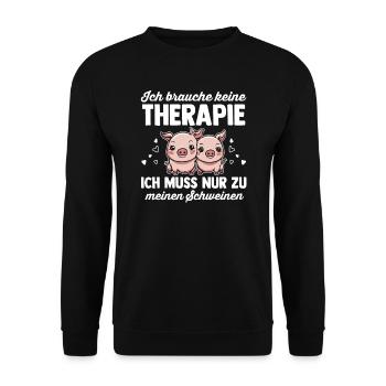 Schwein Landwirt Schweinezüchter Geschenk - Unisex Pullover - Schwarz - Vorne - Alina (178cm) & Michal (187cm)