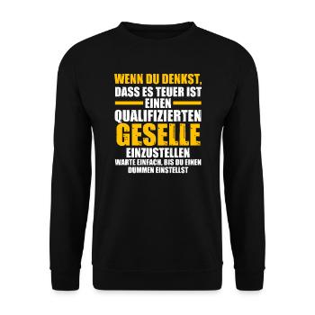 Geselle Handwerk Gesellenbrief Geschenk - Unisex Pullover - Schwarz - Vorne - Alina (178cm) & Michal (187cm)