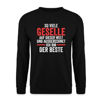 Geselle Handwerk Gesellenbrief Geschenk - Unisex Pullover - Schwarz - Vorne - Alina (178cm) & Michal (187cm)