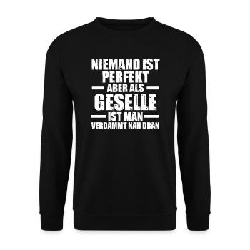 Geselle Handwerk Gesellen Geschenk - Unisex Pullover - Schwarz - Vorne - Alina (178cm) & Michal (187cm)