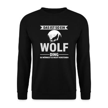 Wolf Tier Wölfe Geschenk - Unisex Pullover - Schwarz - Vorne - Alina (178cm) & Michal (187cm)