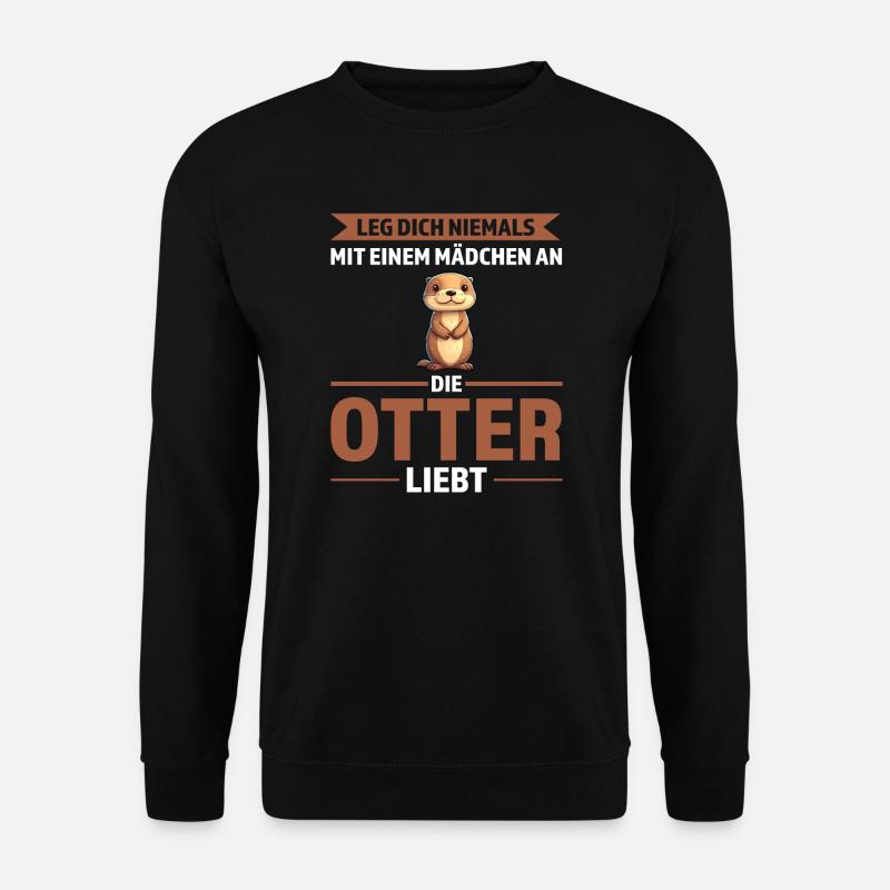 Otter Mädchen Otter Mädchen Geschenk - Unisex Pullover - Schwarz