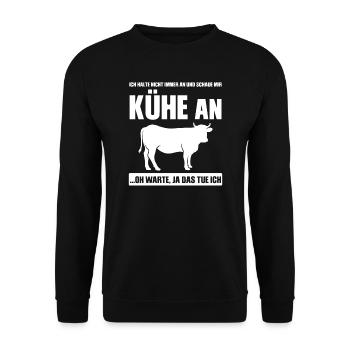 Kuh Züchter Kuhebesitzer Geschenk - Unisex Pullover - Schwarz - Vorne - Alina (178cm) & Michal (187cm)