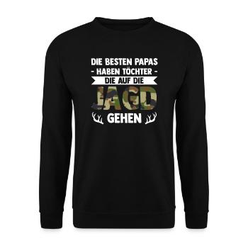 Jäger Papa Jägerin Geschenk - Unisex Pullover - Schwarz - Vorne - Alina (178cm) & Michal (187cm)