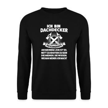 Dachdecker Beruf Dachdeckerei Geschenk - Unisex Pullover - Schwarz - Vorne - Alina (178cm) & Michal (187cm)