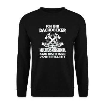 Dachdecker Beruf Dachdeckerei Geschenk - Unisex Pullover - Schwarz - Vorne - Alina (178cm) & Michal (187cm)