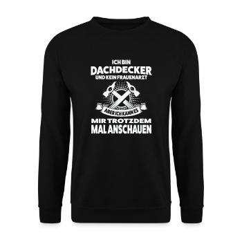 Dachdecker Beruf Dachdecken Geschenk - Unisex Pullover - Schwarz - Vorne - Alina (178cm) & Michal (187cm)