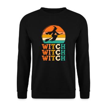 Hexe Retro-Design Hexe Geschenk - Unisex Pullover - Schwarz - Vorne - Alina (178cm) & Michal (187cm)