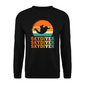 Fallschirmspringer Retro-Design Fallschirmspringer - Unisex Pullover - Schwarz - Vorne - Alina (178cm) & Michal (187cm)