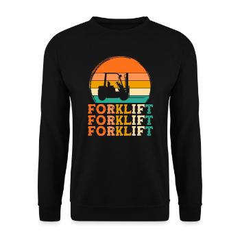 Gabelstapler Retro-Design Gabelstapler Geschenk - Unisex Pullover - Schwarz - Vorne - Alina (178cm) & Michal (187cm)