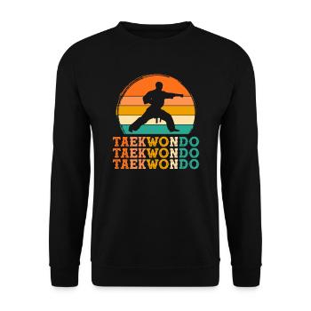 taekwondo retro design taekwondo Geschenk - Unisex Pullover - Schwarz - Vorne - Alina (178cm) & Michal (187cm)