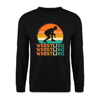 wrestl Retro-Design wrestl Geschenk - Unisex Pullover - Schwarz - Vorne - Alina (178cm) & Michal (187cm)
