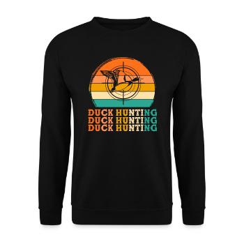 Entenjäger Retro-Design Entenjäger Geschenk - Unisex Pullover - Schwarz - Vorne - Alina (178cm) & Michal (187cm)
