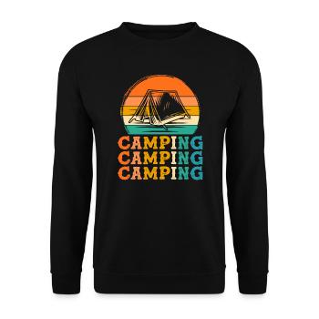 Camping Retro-Design Camping Geschenk - Unisex Pullover - Schwarz - Vorne - Alina (178cm) & Michal (187cm)
