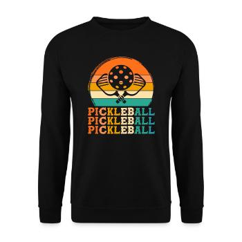 pickleball player retro design pickleball player G - Unisex Pullover - Schwarz - Vorne - Alina (178cm) & Michal (187cm)