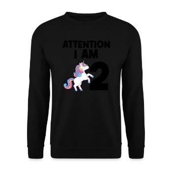 2nd Birthday Mädchen Einhorn 2nd Birthday Mädchen - Unisex Pullover - Schwarz - Vorne - Alina (178cm) & Michal (187cm)