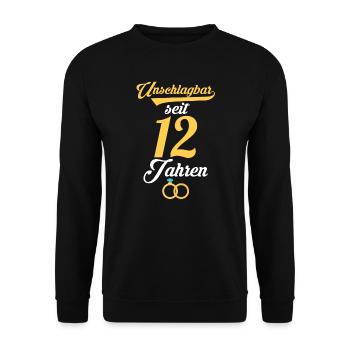 12 Jahre Ehe Ehepaar Nickelhochzeit Geschenk - Unisex Pullover - Schwarz - Vorne - Alina (178cm) & Michal (187cm)