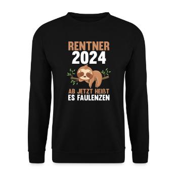 Rentner 2024 Faultier Ruhestand Geschenk - Unisex Pullover - Schwarz - Vorne - Alina (178cm) & Michal (187cm)