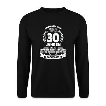 30 Jahre Ehe Ehemann 30. Hochzeitstag Geschenk - Unisex Pullover - Schwarz - Vorne - Alina (178cm) & Michal (187cm)