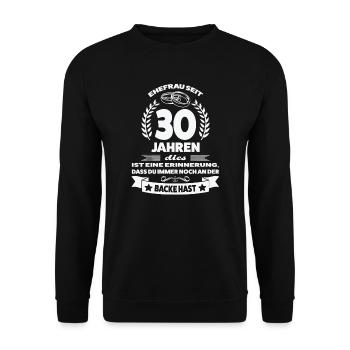 30 Jahre Ehe Ehefrau Perlenhochzeit Geschenk - Unisex Pullover - Schwarz - Vorne - Alina (178cm) & Michal (187cm)
