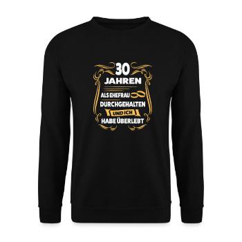 30 Jahre Ehe Ehefrau Perlenhochzeit Geschenk - Unisex Pullover - Schwarz - Vorne - Alina (178cm) & Michal (187cm)
