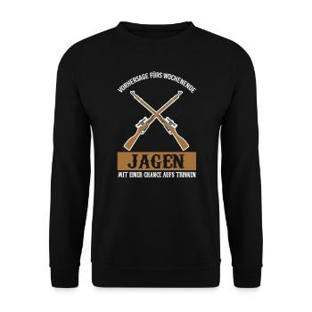 Jagen Jagd Jägerin Geschenk - Unisex Pullover - Schwarz - Vorne - Alina (178cm) & Michal (187cm)