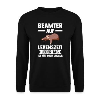 Beamter Faultier Beamtin Geschenk - Unisex Pullover - Schwarz - Vorne - Alina (178cm) & Michal (187cm)