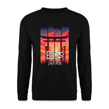 Japanese Torii Gate at Sunset – Anime Shirt - Unisex Sweatshirt - black - Front - Alina (178cm) & Michal (187cm)