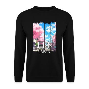 Cherry Blossom Tokyo Street – Anime Shirt - Unisex Sweatshirt - black - Front - Alina (178cm) & Michal (187cm)