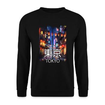Magic Night in Tokyo – Anime Shirt - Unisex Sweatshirt - black - Front - Alina (178cm) & Michal (187cm)