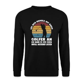 Golfspieler Sport Golfspieler Geschenk - Unisex Pullover - Schwarz - Vorne - Alina (178cm) & Michal (187cm)