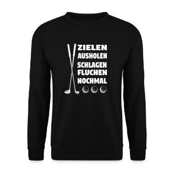 Golfspieler Sport Golfsport Geschenk - Unisex Pullover - Schwarz - Vorne - Alina (178cm) & Michal (187cm)