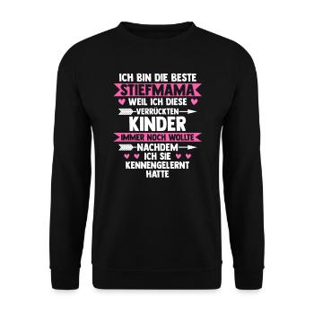 Stiefmama Familie Bonus Mama Geschenk - Unisex Pullover - Schwarz - Vorne - Alina (178cm) & Michal (187cm)