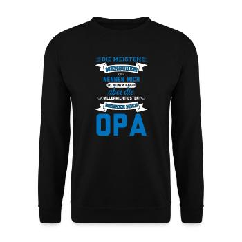 Opa Familie Enkelkind Geschenk - Unisex Pullover - Schwarz - Vorne - Alina (178cm) & Michal (187cm)