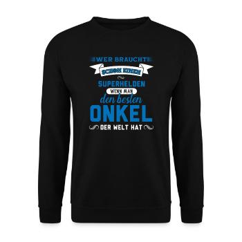 Onkel Familie Onkels Geschenk - Unisex Pullover - Schwarz - Vorne - Alina (178cm) & Michal (187cm)