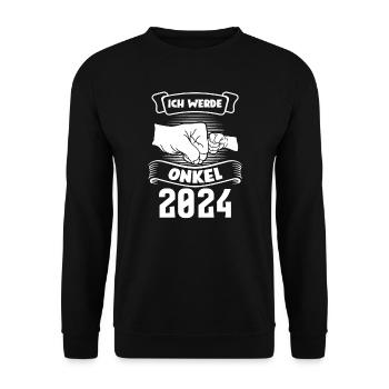 Onkel 2024 Familie Neffe Geschenk - Unisex Pullover - Schwarz - Vorne - Alina (178cm) & Michal (187cm)