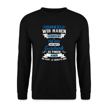 Onkel Familie Onkels Geschenk - Unisex Pullover - Schwarz - Vorne - Alina (178cm) & Michal (187cm)