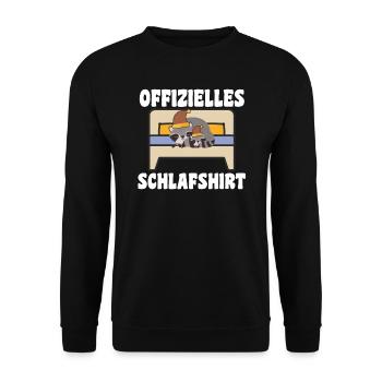 Schlafanzug Waschbär Schlafshirt Geschenk - Unisex Pullover - Schwarz - Vorne - Alina (178cm) & Michal (187cm)