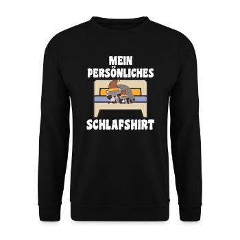 Schlafanzug Waschbär Pyjama Geschenk - Unisex Pullover - Schwarz - Vorne - Alina (178cm) & Michal (187cm)