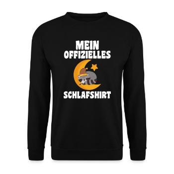 Schlafanzug Waschbär Schlafshirt Geschenk - Unisex Pullover - Schwarz - Vorne - Alina (178cm) & Michal (187cm)