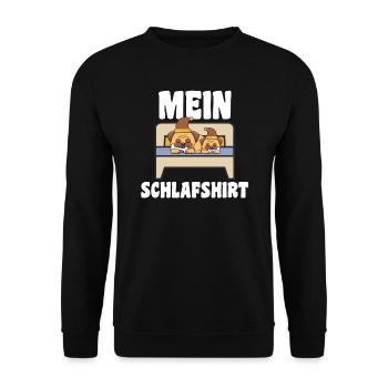 Schlafanzug Mops Pyjama Geschenk - Unisex Pullover - Schwarz - Vorne - Alina (178cm) & Michal (187cm)