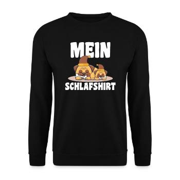 Schlafanzug Mops Mops-Liebhaber Geschenk - Unisex Pullover - Schwarz - Vorne - Alina (178cm) & Michal (187cm)