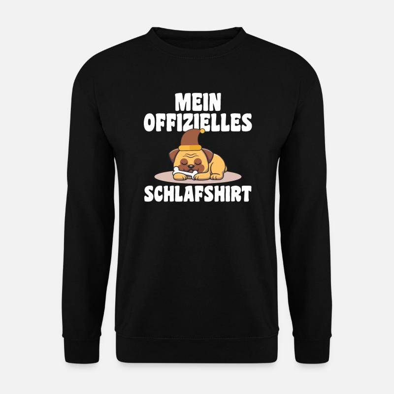 Schlafanzug Mops Nachthemd Geschenk - Unisex Pullover - Schwarz