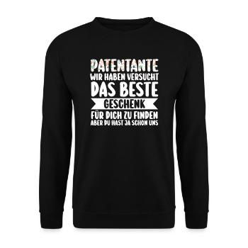 Patentante Familie Patentanten Geschenk - Unisex Pullover - Schwarz - Vorne - Alina (178cm) & Michal (187cm)