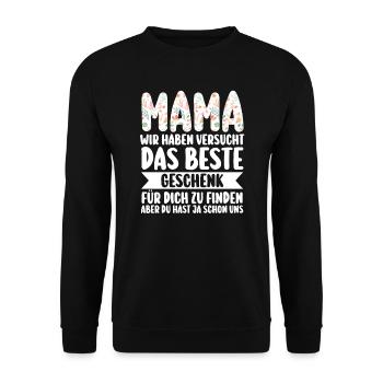 Mama Familie Mutter Geschenk - Unisex Pullover - Schwarz - Vorne - Alina (178cm) & Michal (187cm)