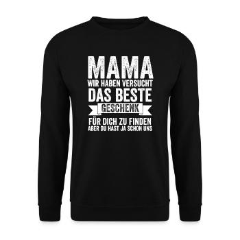 Mama Familie Mutter Geschenk - Unisex Pullover - Schwarz - Vorne - Alina (178cm) & Michal (187cm)