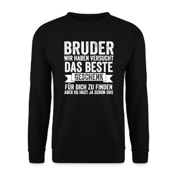 Bruder Familie Geschwister Geschenk - Unisex Pullover - Schwarz - Vorne - Alina (178cm) & Michal (187cm)